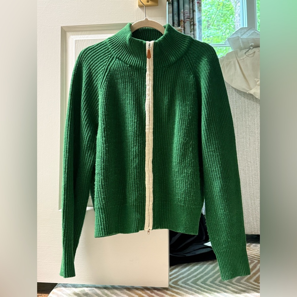 Green Zip-Up Women's Sweater